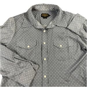 Pendleton Women's 12 Button Up Blouse Top Light Blue Polka Dot